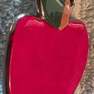 Vintage Metal Bolo Tie, Nice Red Enamel Apple, Teaching, Fruit, Nice Design